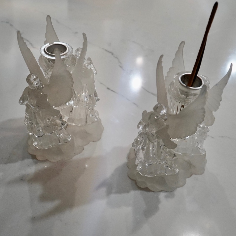 2 Acrylic Decorative Angels with wings Incense holders